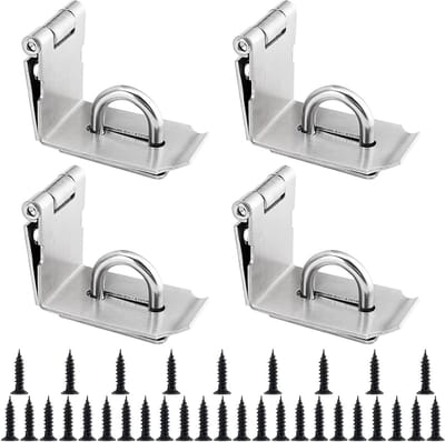 4 Stuks 4 Inch 90 Graden Hangslot Hasp, Kleine Rechte Hoek Hasp Slot met Schroeven voor Deur en Raam, Veiligheidsslot, Beveiliging, Deurslot