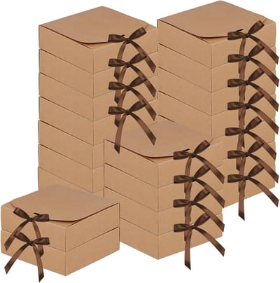 20 stuks bruine geschenkdozen met deksels, 16 x 16 x 5 cm kraftpapier, ideaal voor bruiloften, verjaardagsfeest en cadeauverpakkingen