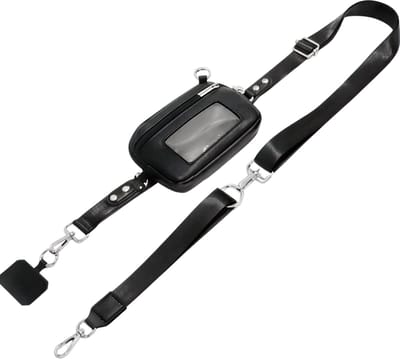 Nylon Telefoon Riem met Clip – Zwart – Verstelbare Phone Strap met Kaart- en Portemonneeclip, Polsband en Crossbody Lanyard voor Handsfree Gebruik