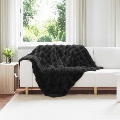 vidaXL - Antislip - deken - van - imitatie - konijnenbont - Olite - 4 - st - Zwart