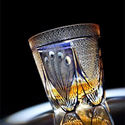 Pauw Open Scherm Edo Kiriko Handgesneden Paars Kristalglas Wijn Snifter Brandy Tumbler Rock Glazen Whisky Beker Glaswerk 320ml gray