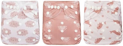 3 Stuks - Verstelbare Oefenbroekjes Waterproof - Zindelijkheidsbroekjes - Wasbare Trainingsbroekjes 2 t/m 3 Jaar 8-15 kg - Wolkjes Narwal Zalmroze