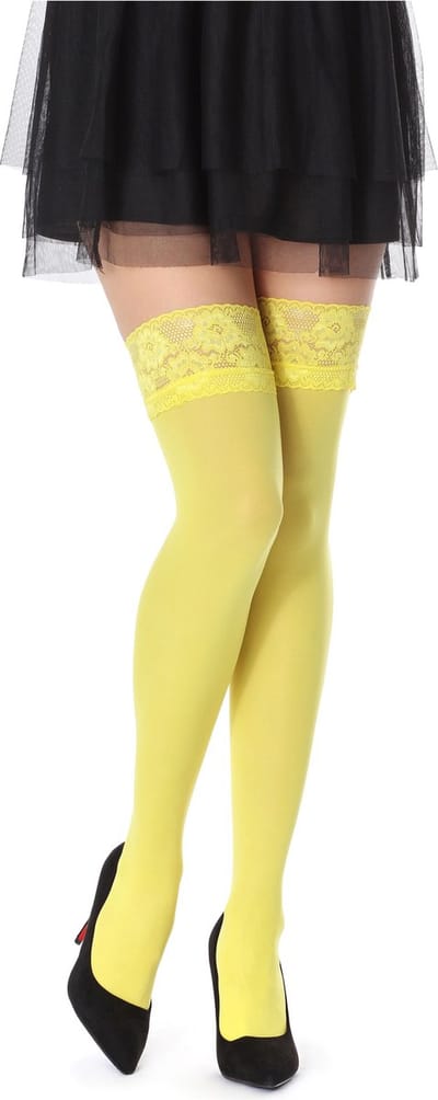 Bellivalini Dames Hold-Up Kousen - 80 Denier - Licht glanzend - Polyamide - BLV-FI-1010 - Geel - XS-S