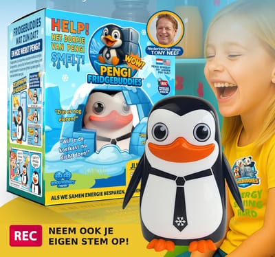 ☆ FridgeBuddies® Pengi ☆ - Jouw allerkoolste koelkastvriendje. FridgeBuddy®, FridgeBuddies®, Koelkast, Educatief, Interactief, Speelgoed, Klimaat. Red de planeet! Red Pengi's dorpje!