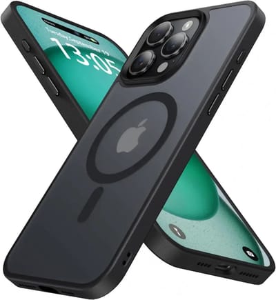Hoesje Geschikt voor iPhone 15 Pro - Compatibel met MagSafe - Matte Beschermhoes - Back Cover met Magneet - Geschikt voor Draadloos Opladen met Magnetische Ring - Zwart