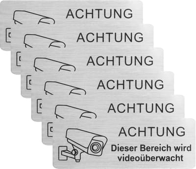 6x Waarschuwingsbord Camera Toezicht voor Particulier Terrein en Bedrijven - Aluminium