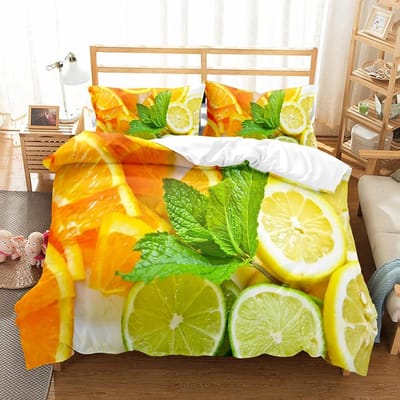 Citroen Dekbedovertrek Set Vers Fruit Patroon Dekbedovertrek Tweepersoons Eenpersoons Kingsize Voor Kinderen Tieners Volwassenen Beddengoed Set Dekbedovertrek 135x200cm