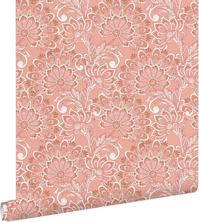 ESTAhome behang vintage bloemen terracotta roze - 50 x 900 cm - 131086