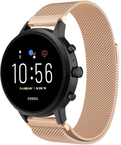 Strap-it Milanees smartwatch bandje - geschikt voor Fossil Gen 5 / Gen 5e 44mm / Gen 6 44mm - rosé goud