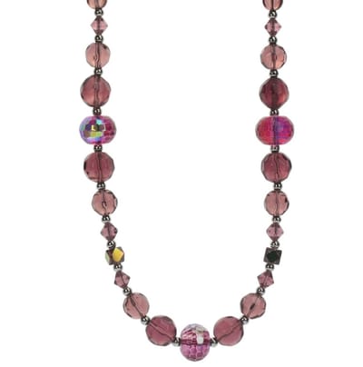 Behave - Ketting Kelly - Modeaccessoire met paarse en kristallen kralen - Lengte 40 cm (+verlengketting 7,5 cm)