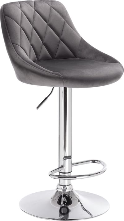 Barkruk Modern Dubia - Industrial Donkergrijs - Barkrukken set van 1 - Barstoel Kruk - Barstoelen met rugleuning - Keukenstoel - In hoogte verstelbaar - Velvet