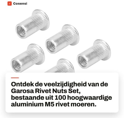 Dailygoods - Blindklinkmoeren Assortiment - Aluminium Klinkmoeren - Gebruiksvriendelijk en Sterk - M5 Platte Kop - Schroefdraadinzetmoeren - 100 Stuks...