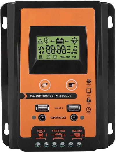 30A 12V/24V Zonne Laadcontroller - Batterij Regulator met Dubbele USB - LCD Display - Zonnestroomregelaar