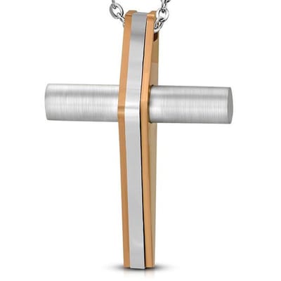 Montebello Ketting Finn - 316L Staal - Kruis - 35x25mm - 50cm
