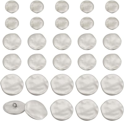 30 Stuks Zilveren Metalen Knoppen, 18.5/25/30.5mm Platte Ronde Knoppen voor Kostuums, Naaiwerk en DIY Creaties