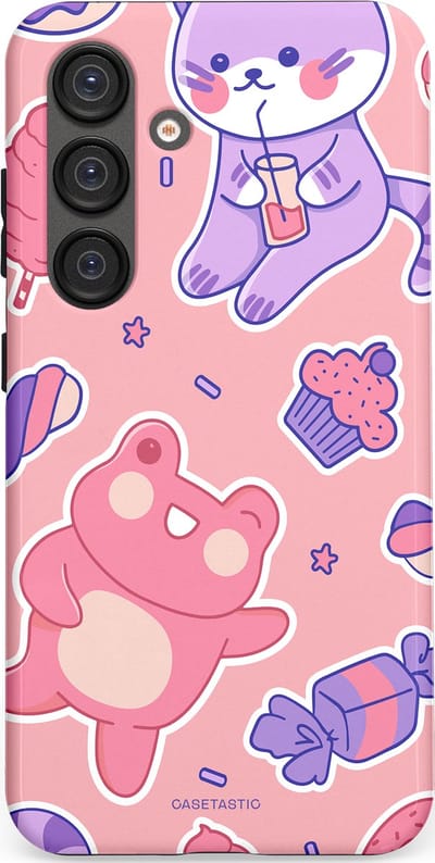 Casetastic hoesje geschikt voor Samsung Galaxy S25 - Dubbellaagse bescherming - Snoepvriendjes - Fashion Case - Lichtroze Lavendel Koraal
