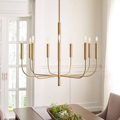Feiss LED Kroonluchter | 9X E14 Max 60W | Dimbaar | Burnished Brass
