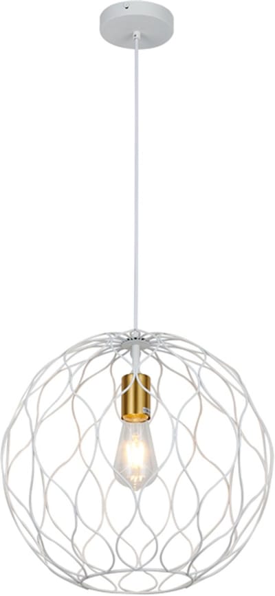 ONDA pendel 1x E27 Ø39cm wit + geborsteld goud