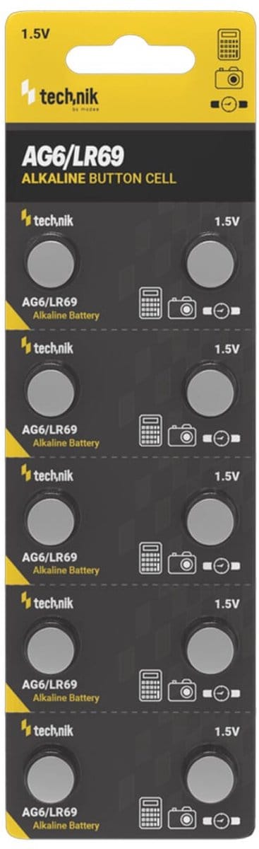 Technik Knoopcel Batterijen AG6 / LR69 / 171 / 371 - 1.5V - Alkaline - Blister van 10 stuks