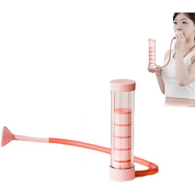Appareil d'Exercice Respiratoire Entraîneur Abdominal Haltère de Respiration Profonde pour Hommes Femmes Adultes Entraînement de la Capacité Pulmonaire rose
