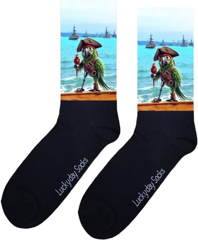 Papegaai - Opkikker - Grappige sokken - Valentijns cadeau - Verjaardag cadeau - Sint cadeau - Leuke sokken - Aparte sokken - Vrolijke sokken - Steampunk - Grappige cadeau - Kerstsokken - Vaderdag - Moederdag - Piraat - Socks maken Happy - 37-44