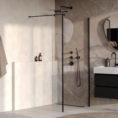Brauer Oblivion - Inloopdouche - Helder Glas - 100 x 200 cm - met Zijwand 40 cm - incl. Glascoating - Mat Zwart