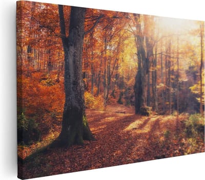 Artaza Canvas Schilderij Herfst Landschap - 30x20 cm - Klein - Wanddecoratie Natuur - Muurdecoratie Bos - Kamer Accessoires Woonkamer
