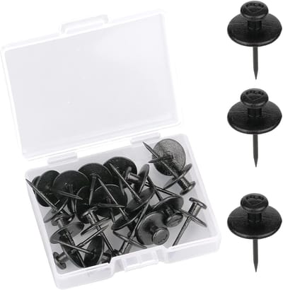 20 Stuks Foto Hangers en Dubbele Hoofd Wandnagels - Decoratieve Duimnagels voor Thuis, Kantoor en Studie Ruimtes (Zwart)