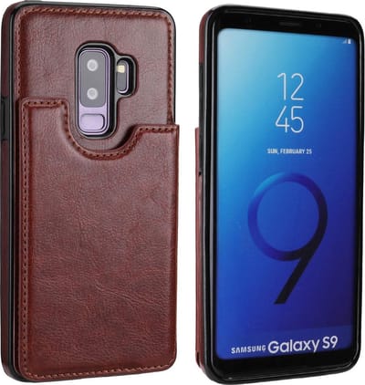 DrPhone Soft Wallet TPU Hoesje - Portemonnee Case met kaarthouder - Geschikt voor Galaxy S9 - Premium PU leder beschermhoes met