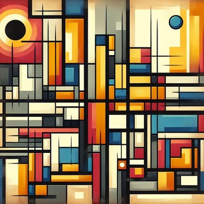Abstract mondriaan schilderij | Geometrische harmonieën: een moderne ode aan Mondriaan's meesterwerk | Kunst - 30x30 centimeter op Dibond | Foto op Dibond