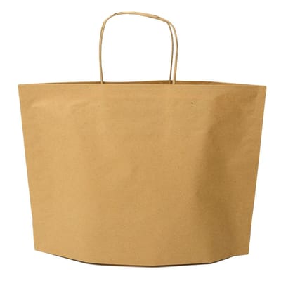 Papieren tassen - 36 x 27 + bodem 10 cm [m] - Bruin gerecycled Kraft - Gedraaide grepen - 50 stuks