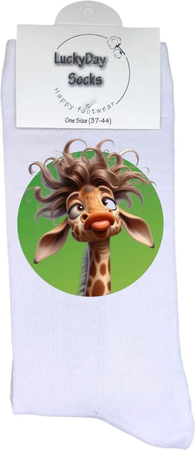Giraffe duckface - giraffe sokken - verjaardag cadeau - Moederdag - Vaderdag - opkikkertje - kerst cadeau sokken - valentijnsdag - Sokken waar je vrolijk van wordt - leuke sokken voor heren en dames - leuk cadeau - maat 37-44