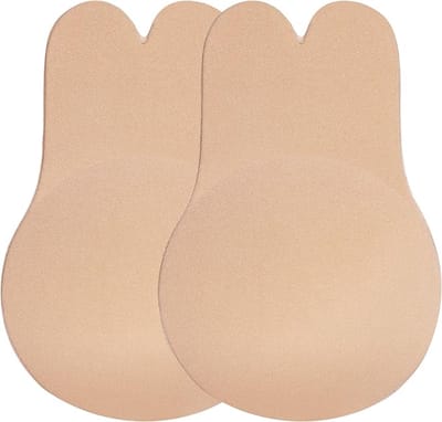 2-delige set - plakbeha zonder bandjes met de hand aangebrachte lijm | onzichtbare push-up beha geschikt voor jurken met blote rug - herbruikbaar,C
