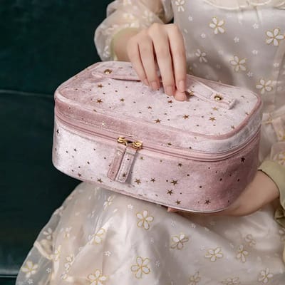 Toilettas, Fluwelen Make Up Tas, Make Up Tasje, Make Up Koffer, Beautycase, Make Up Organizer, Make Up Tas, Reistas, Toilettas Dames, Make Up Organizer, Make Up Etui, Beautycase Koffer, Verjaardag, Moederdag, Valentijnsdag, Cadeautje, ROZE