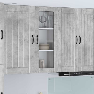 vidaXL - Wandglas - Kasten - LUCCA - Betongrijs - 40 - x - 31 - x - 100 - cm - Bewerkt - hout