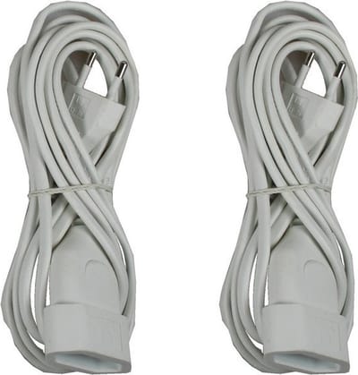 Benson Verlengsnoer - 2x stuks - wit - 3M - voor platte stekkers - randaarde - Tot 2300w