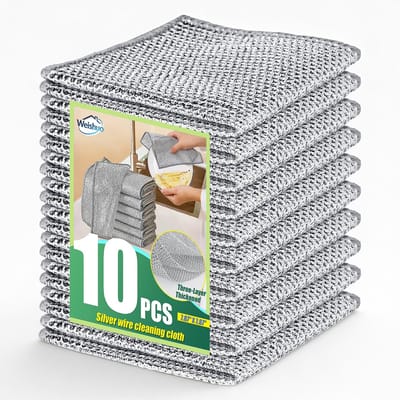 Dailygoods- Theedoeken 10 Stuks - Zilverdraad - Herbruikbaar - Krasvrij - Duurzaam - Efficiënte Reiniging - Reinigingsdoeken