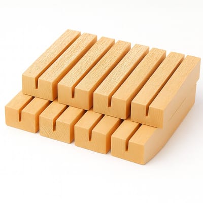 Woodyx Houten Kaarthouders - 10 Stuks - Natuurlijk, Stabiel en Duurzaam - Ideaal voor Bruiloften en Feesten - Tafelnummer en Menukaart Houder