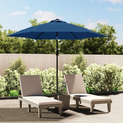 vidaXL - Parasol - met - LED-verlichting - en - stalen - paal - 300 - cm - azuurblauw