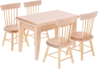 Set van houten meubelen voor poppenhuis - Miniatuur tuinbank en stoelen - Decoratieve accessoires voor fairy garden