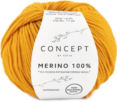 Katia Concept Merino 100% - 63 mosterdgeel - Wol Garen