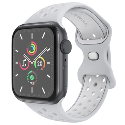 Siliconen Sport⁺ bandje - Geschikt voor Apple Watch 1, 12, 2, 3, 4, 5, 6, 7, 8, 9, 10, 11, SE, Ultra (2 / 3) - 44/45/46/49 mm - Grijs