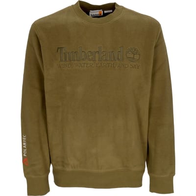 Lineair logo herensweatshirt met ronde hals, donker olijfgroen