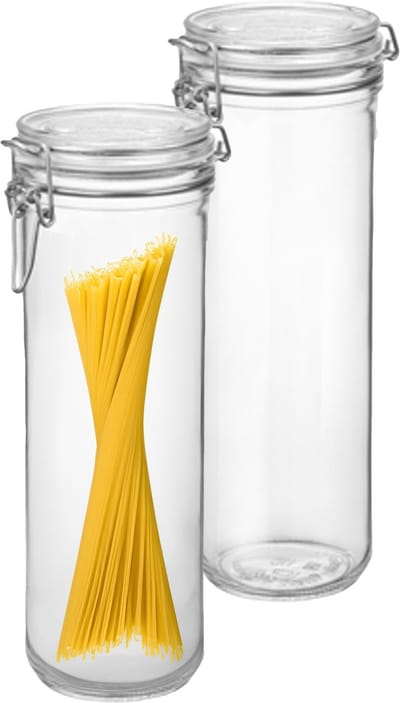 Bormioli Rocco Spaghetti voorraad/weck pot - 2x - glas - transparant - 26 x 9 cm - 1,5 L
