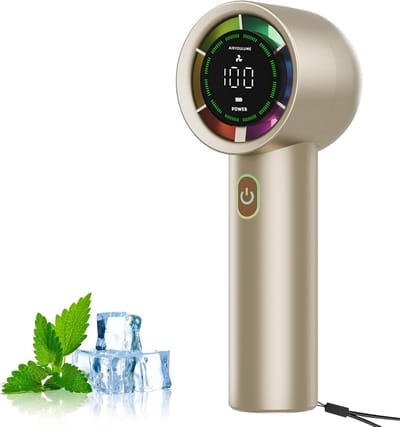 longziming -Draagbare Ventilator - Handventilator - Elektrische Fan - 100-Traps Fijnregeling - Digitaal Display - Aluminium Rooster - Stil Design - Lange Batterijduur - 1 Stuk