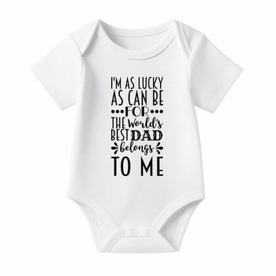 Romper met Tekst Baby – The world’s best dad belongs to me – Wit – Korte mouw – Maat 74/80