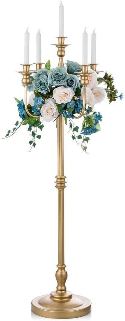 Gouden Kandelaar - Bloemenstandaard Kaarsenhouder - Feestelijke Decoratie - Traditionele Stijl - 125 cm Hoog - Goud