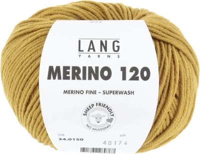 Lang Yarns Merino 120 - 150 mosterdgeel - Merinowol Garen