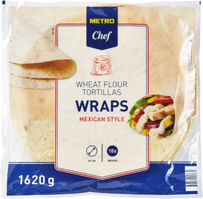 Metro Chef Tortilla Wraps | Pak van 18 Wraps | 30 Centimeter