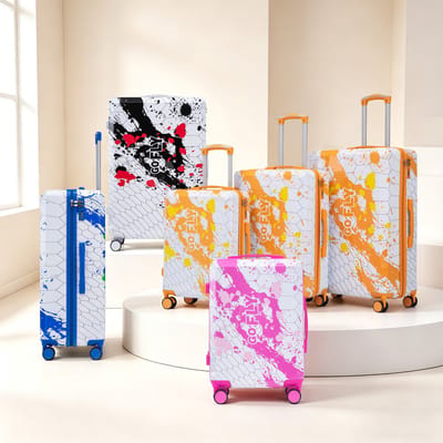 HAUSS SPOLE Kofferset – 3-Delig 20/24/28 Inch – Hardcase PC – Blauw – Met Cijferslot En Dubbele Spinnerwielen Voor Reizen